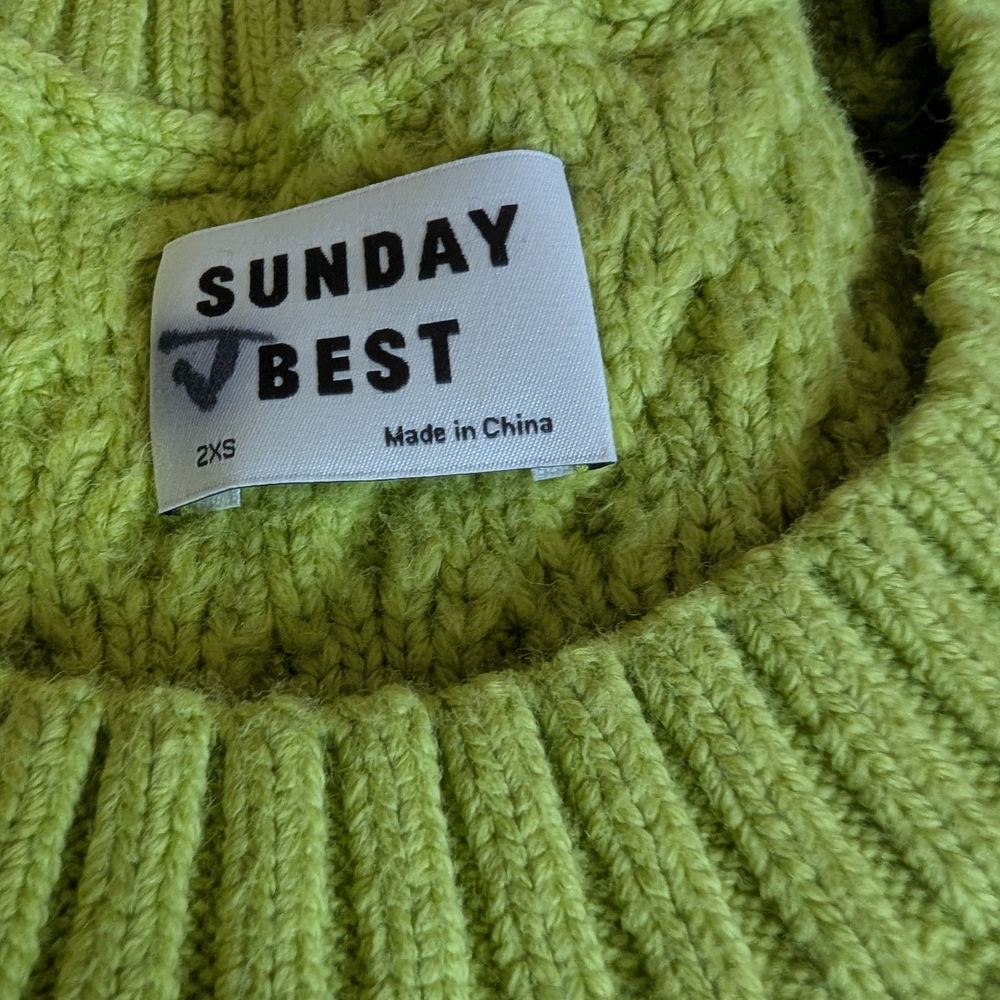 PRICE DROP!! Sunday Best Lime Green Knit Sweater - Picture 5 of 6